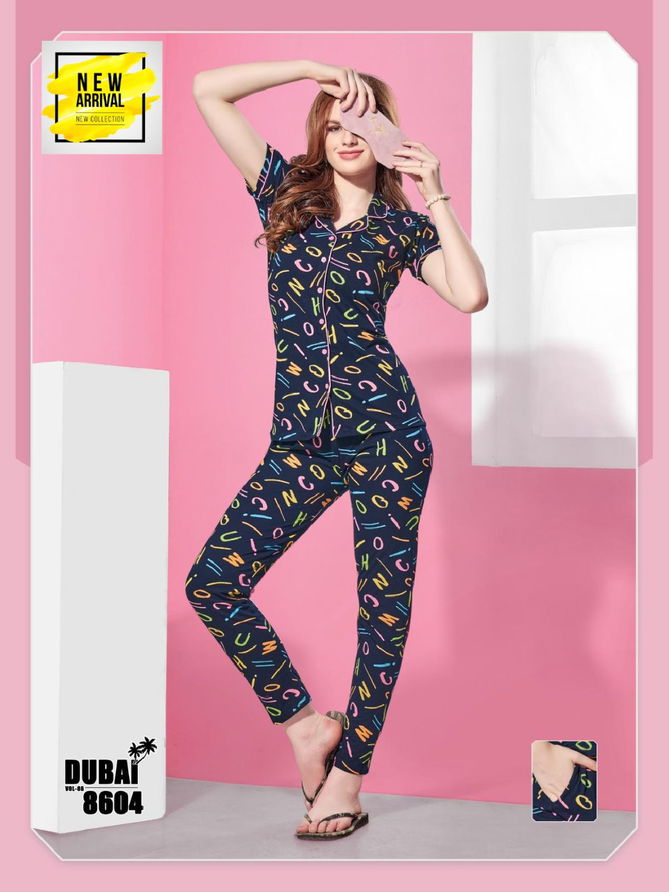 C Ns Vol D8601 Summer Special Printed Shinker Hosiery Shirt Night Suit Manufacture
